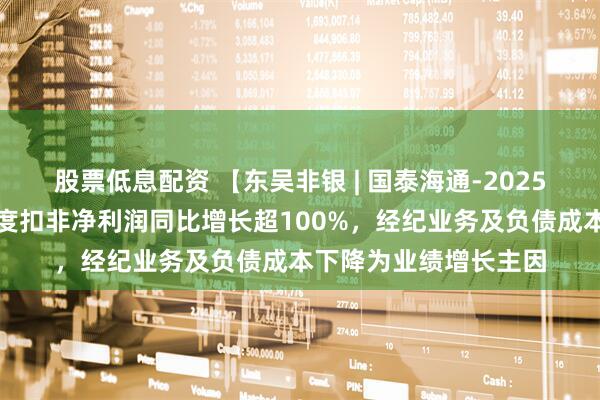 股票低息配资 【东吴非银 | 国泰海通-2025年三季报点评】三季度扣非净利润同比增长超100%，经纪业务及负债成本下降为业绩增长主因